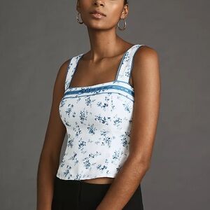 Reformation Eloise Linen Blue Floral Camisole